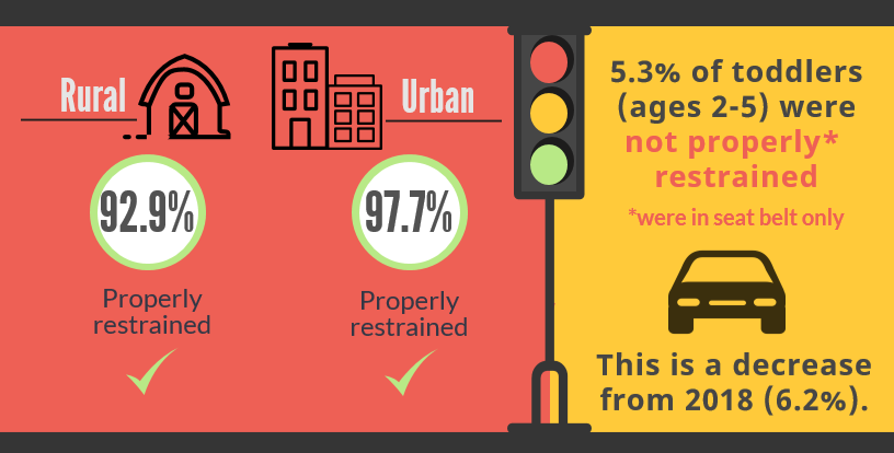 Part of the 2019 Child Passenger Safety Survey Infographic. Since 2016, these infographics have been shared online and via social media.