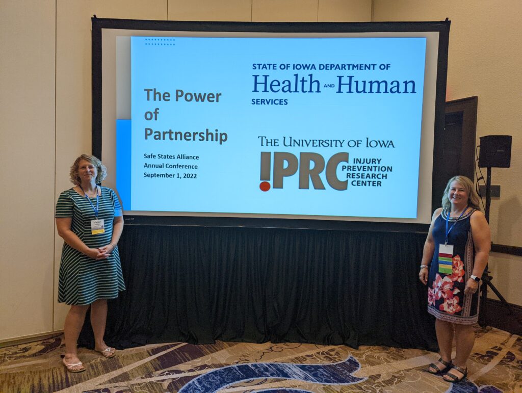 Maggie Ferguson from the Iowa Department of Health and Human Services and UI IPRC's Lisa Roth present at the 2022 Safe States Alliance Conference