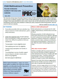 Policy Brief: Child Maltreatment Prevention: Policies increasing eligibility for child care subsidies