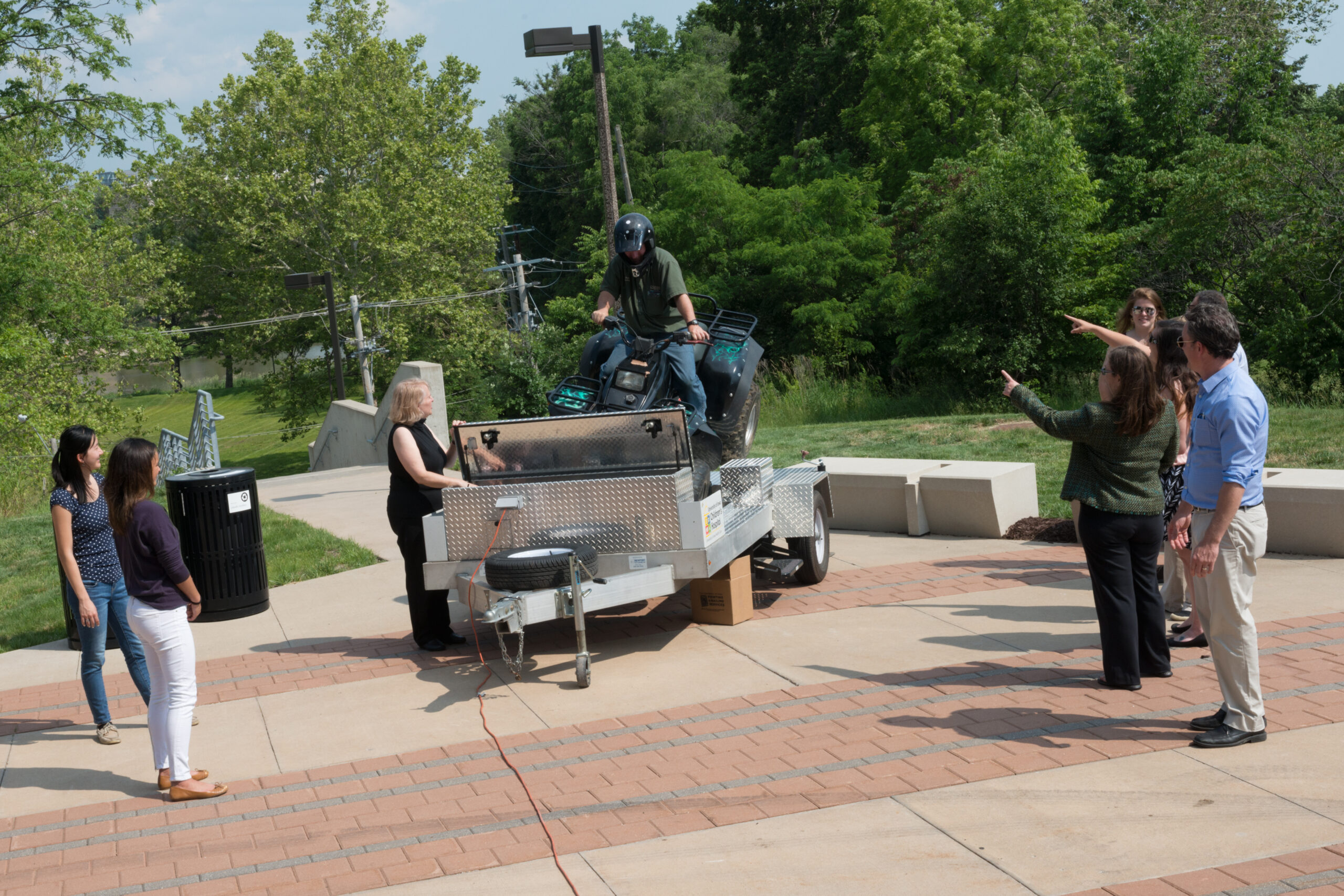 UI ATV researchers demonstrate a simulator used to promote ATV safety.