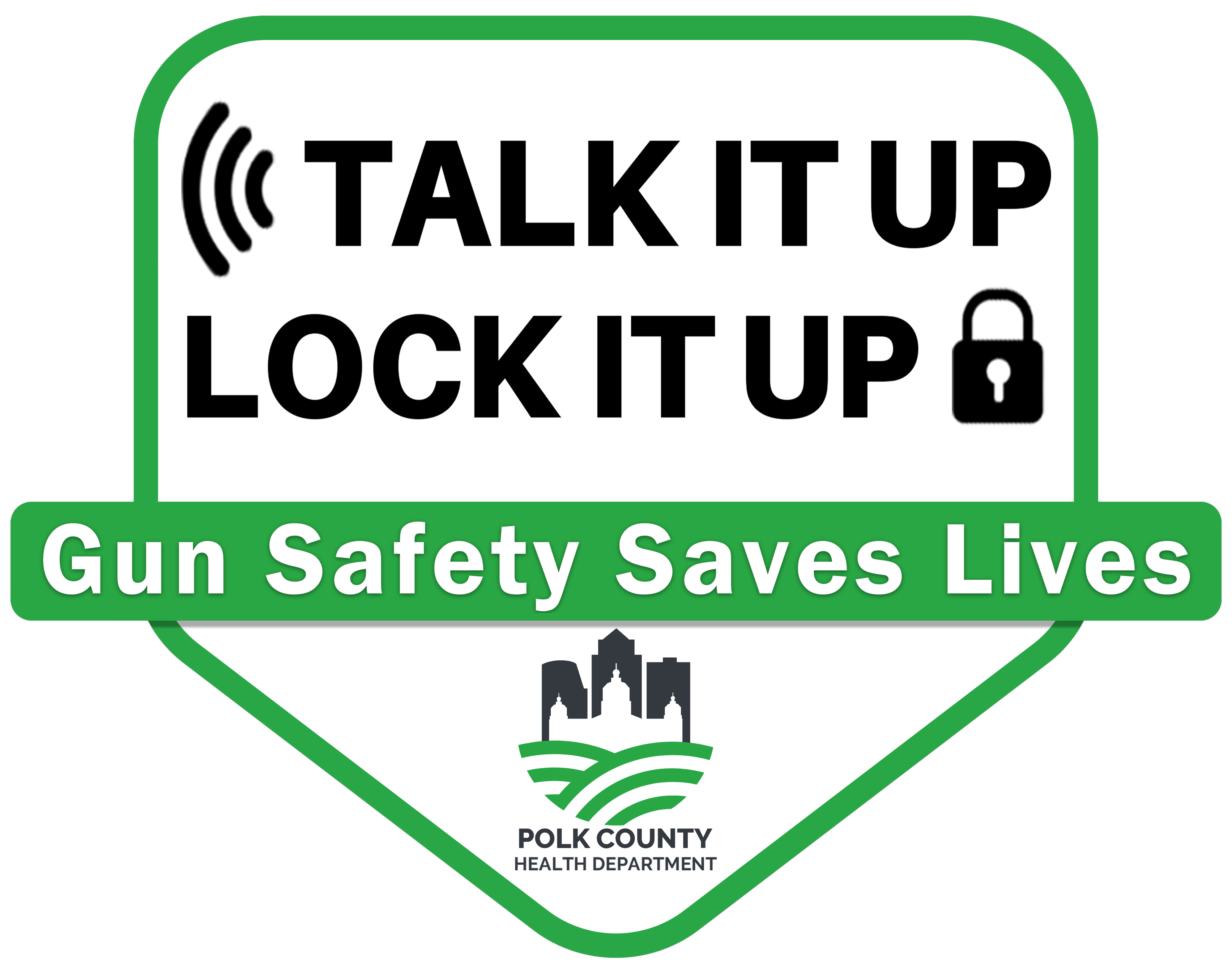 Talk It Up, Lock It Up logo from the Pold County Health Dept