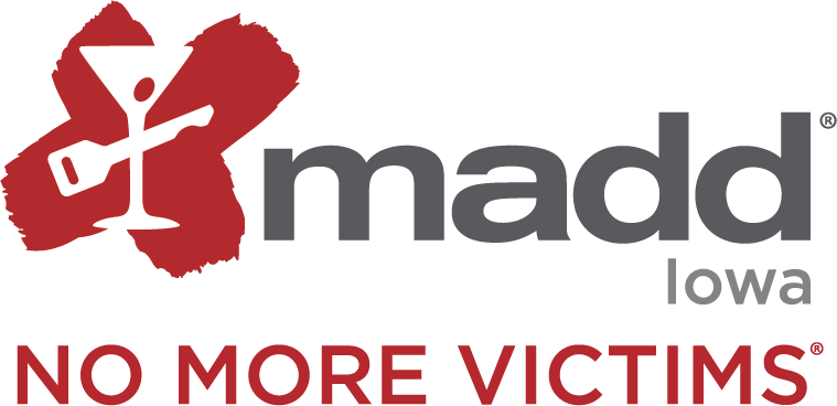MADD Iowa logo. No more victims